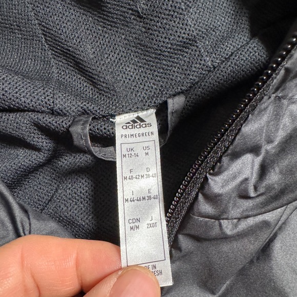 Adidas Primegreen Lightweight Hooded Windbreaker Jacket Black Logo Print Size M - Picture 2 of 6